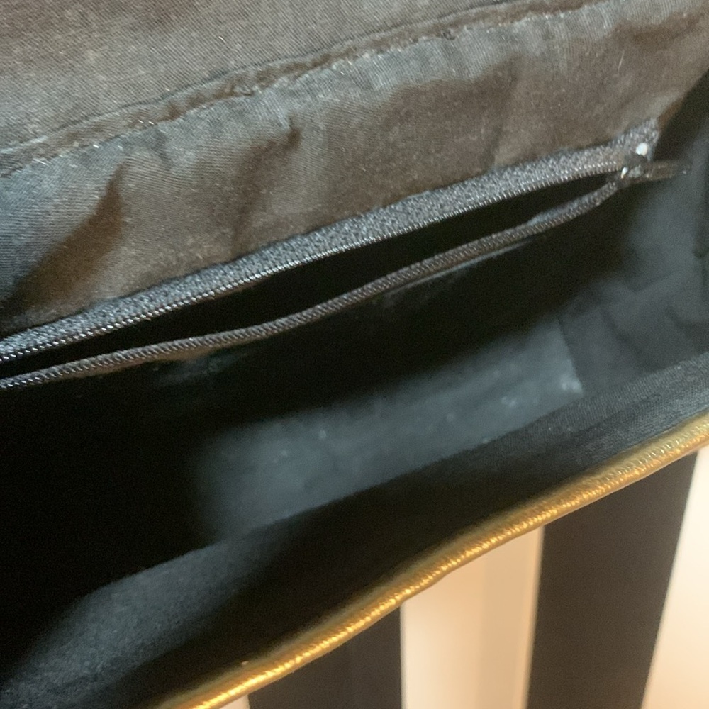 Vintage Black/Gold Woven Straw Bag Purse Pocketbook Coastal Nautical Beach Bag - Picture 5 of 16